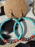 Vibrant Hoops – Turquoise, Spiny Oyster & Sterling Silver