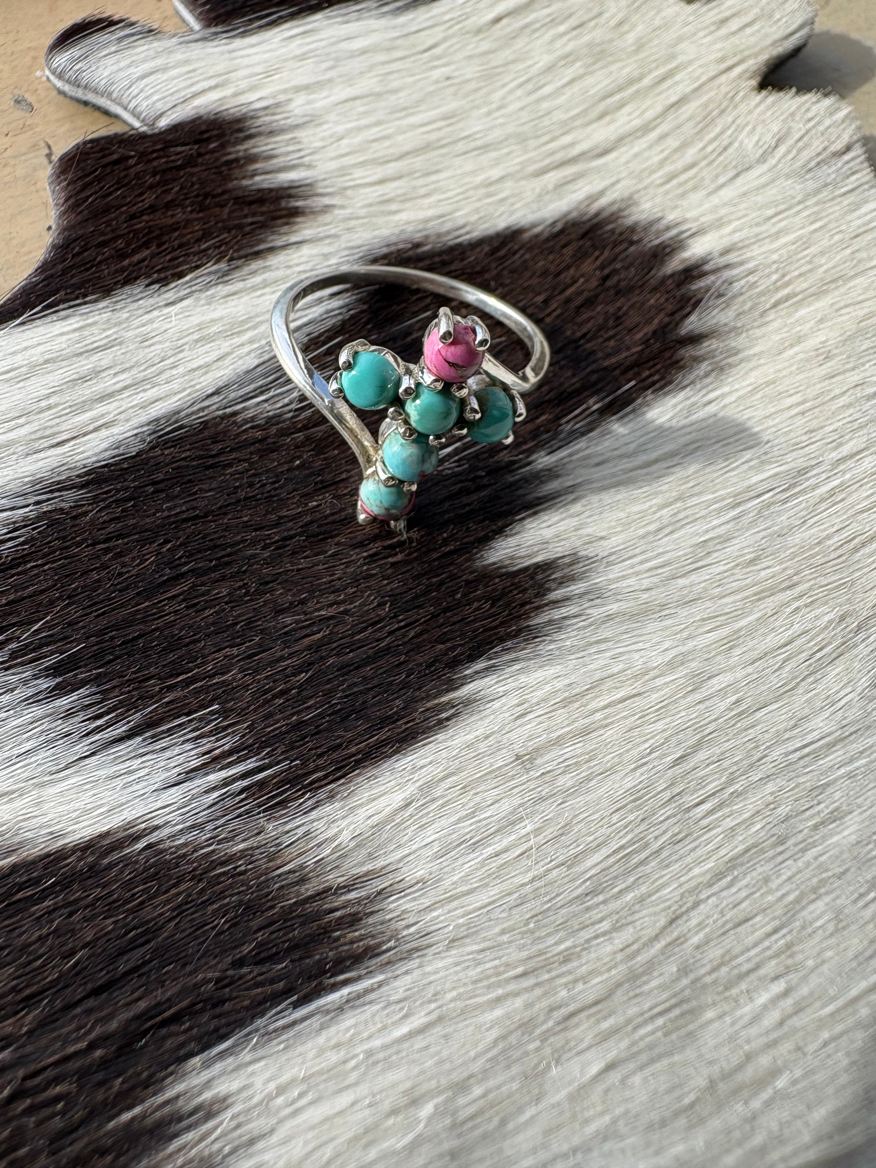 Sterling silver cotton candy cross ring