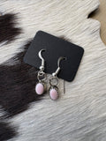 Sterling silver pink conc dangle earring. Navajo hand made by Christina Yazzie