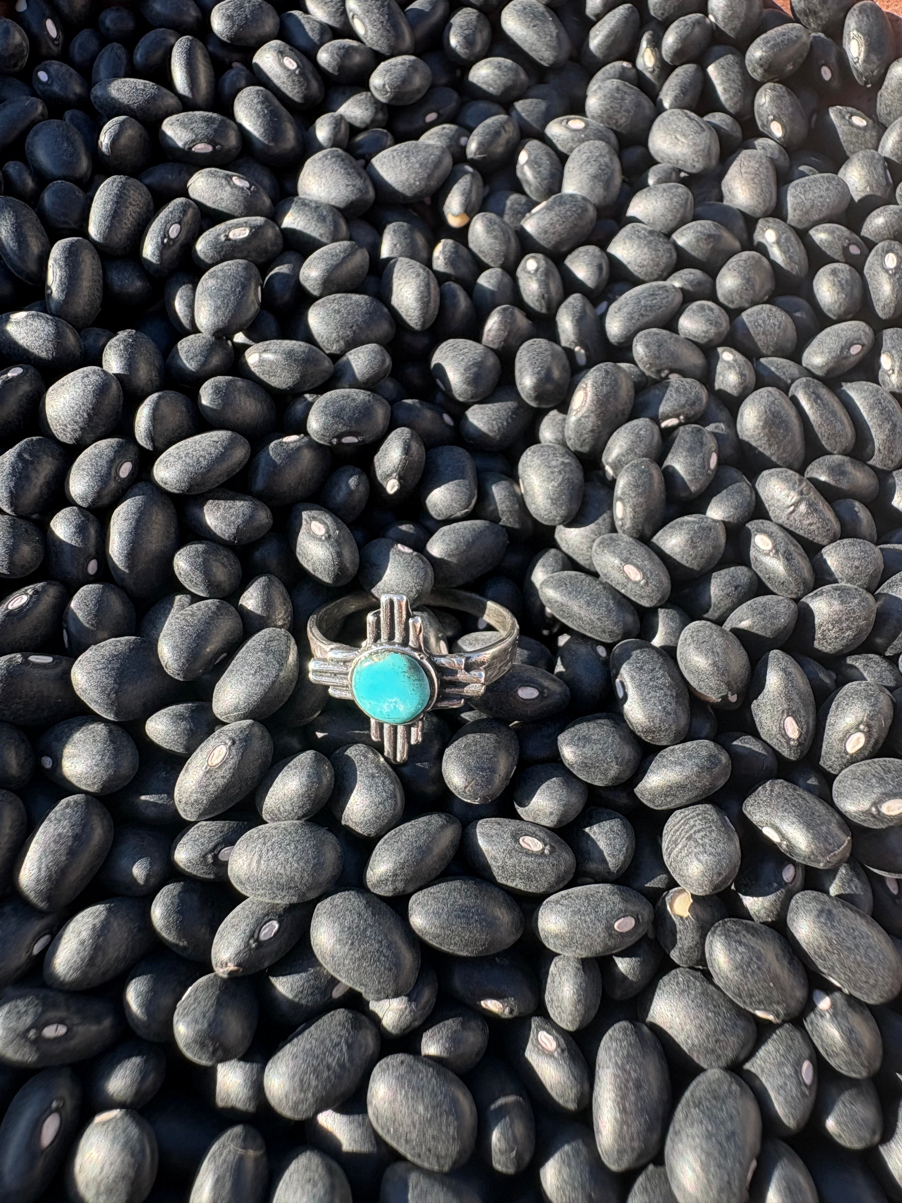 Sterling silver turquoise Zia ring size 8