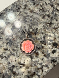 Pink conc rose pendent stamped, fits 4mm or smaller pearls.
