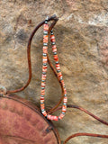 16” Spiny necklace with stamped silver beads 6mm.