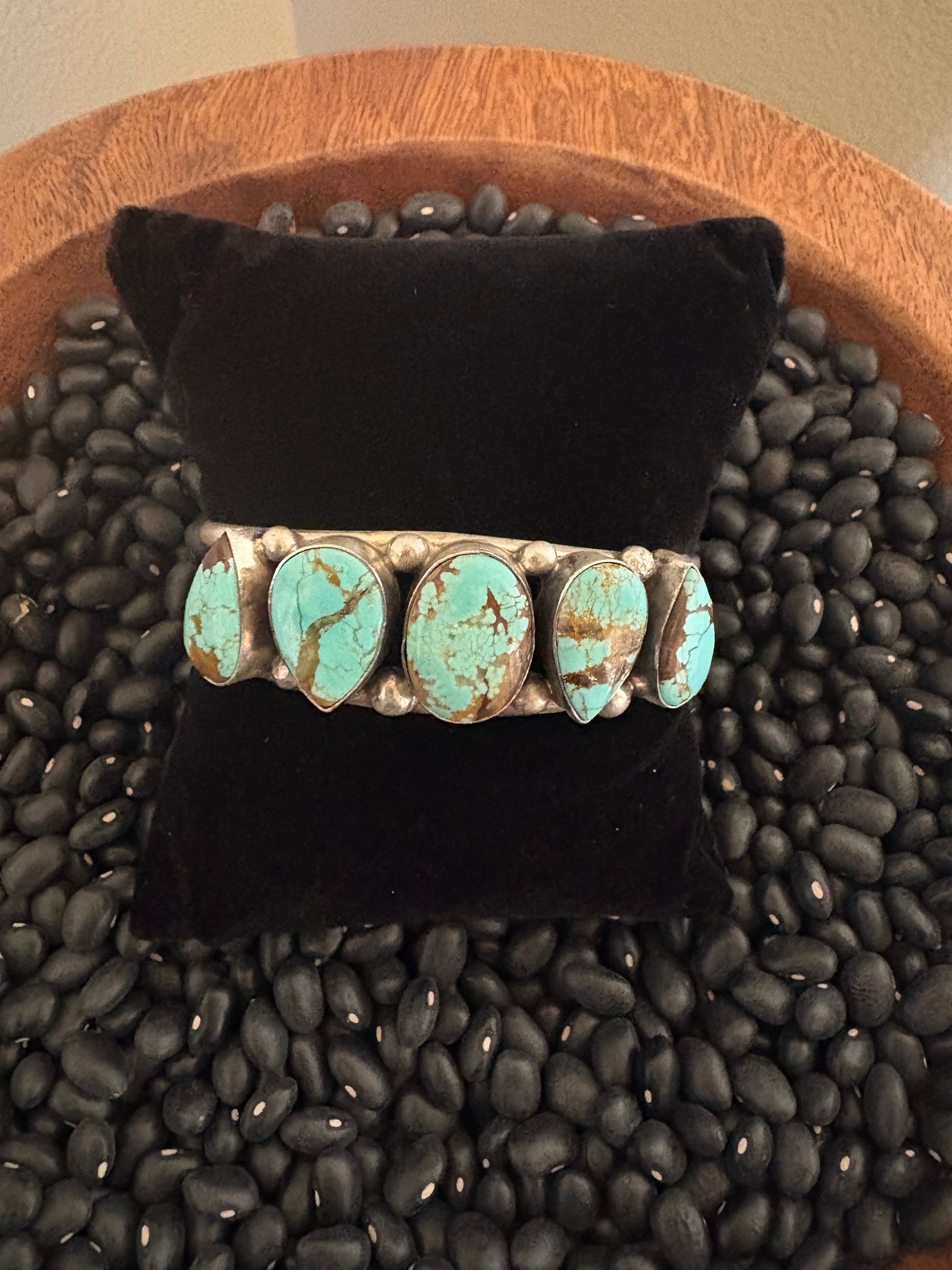 Five stone mine eight turquoise cuff. Native made and stamped
