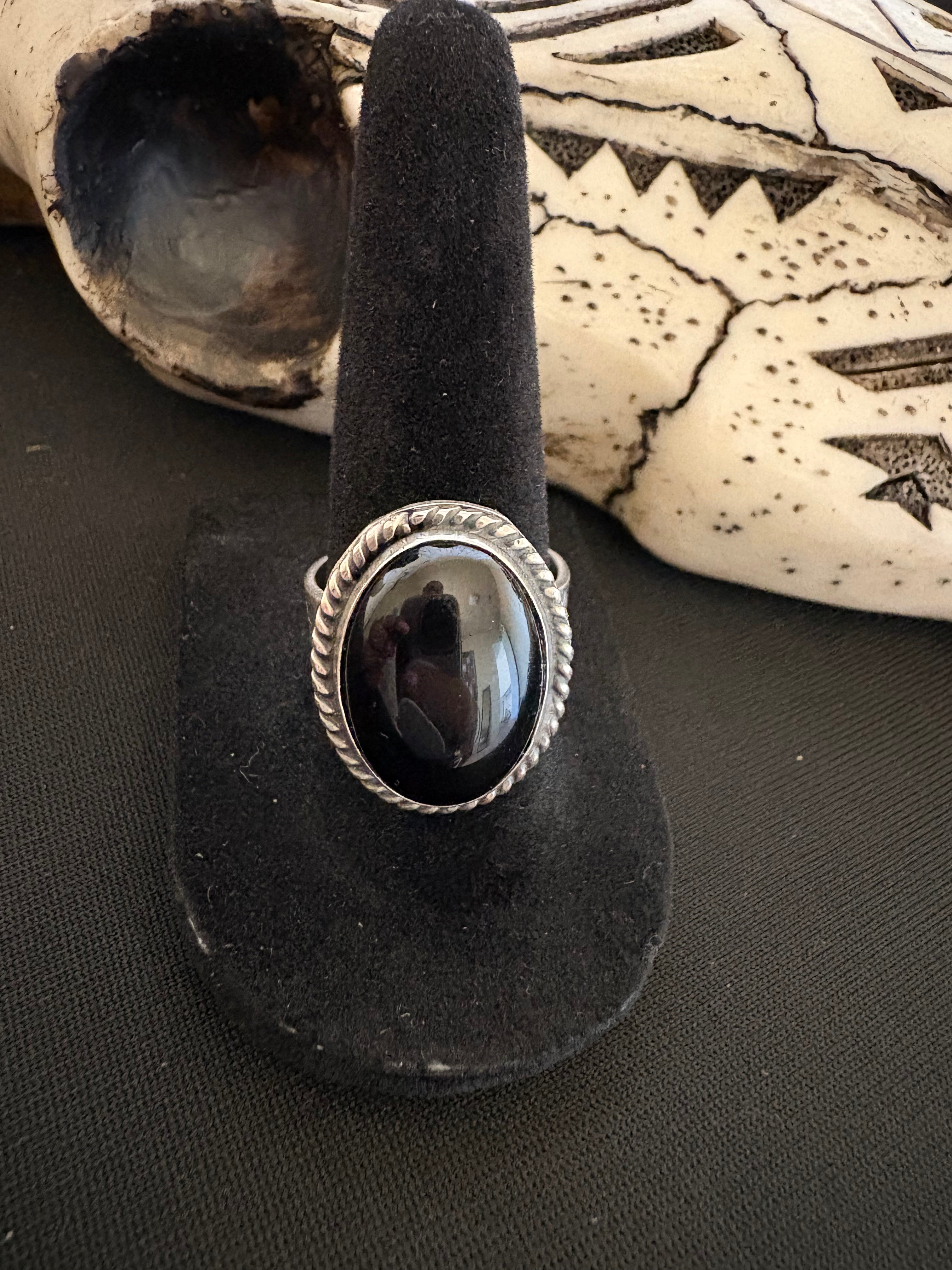 Sterling silver black onyx native made and stamped. Adjustable