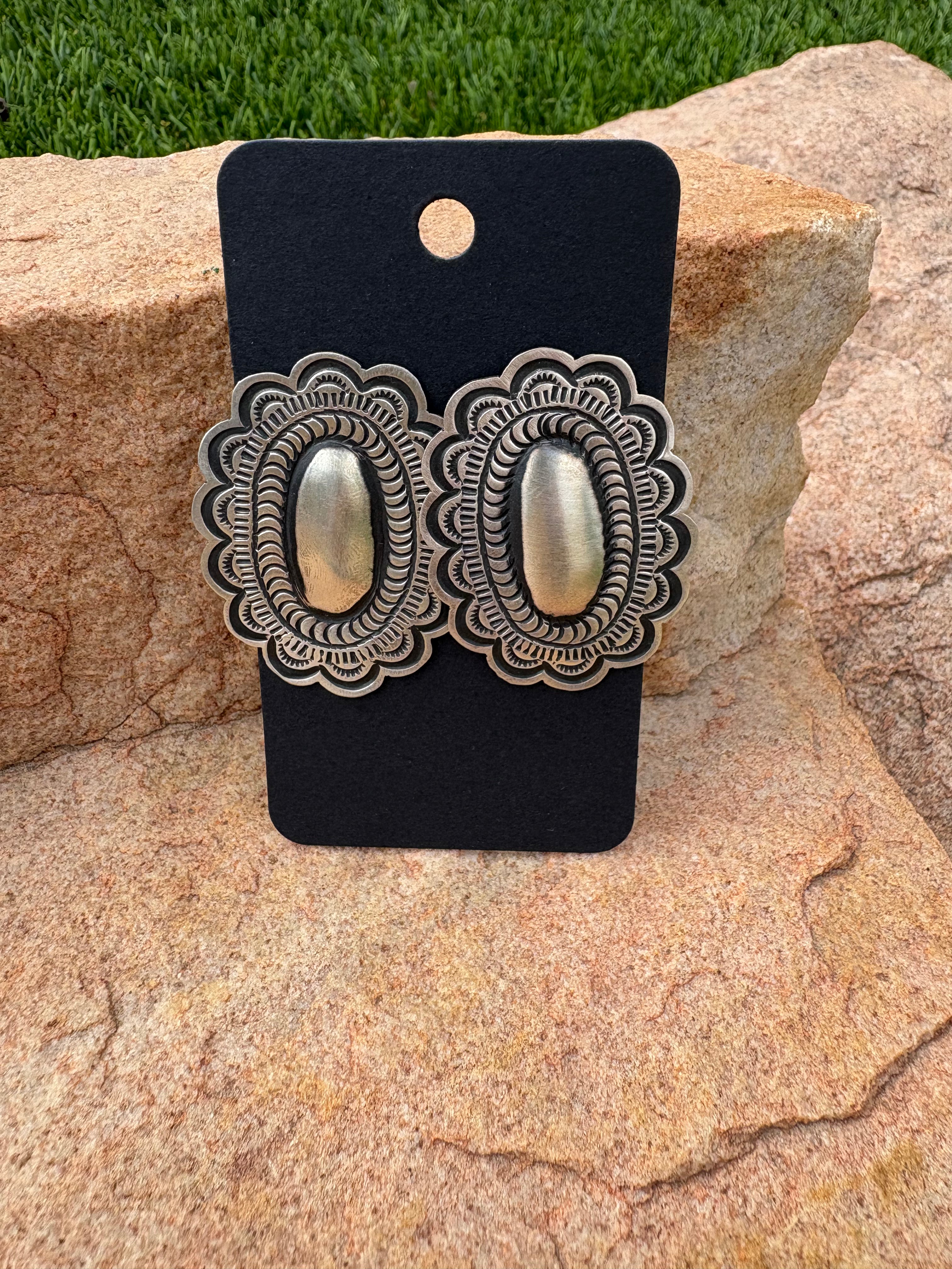 Leander Tahe oval earrings, post is on the top.