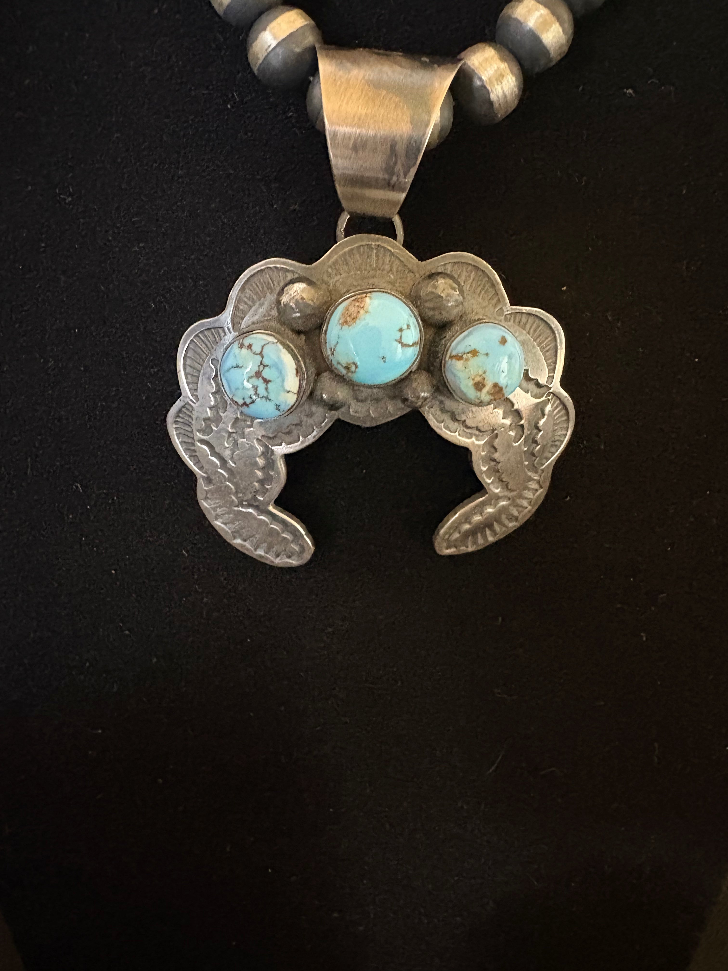 Chimney butte naja golden hills turquoise pendant. Native and handmade.