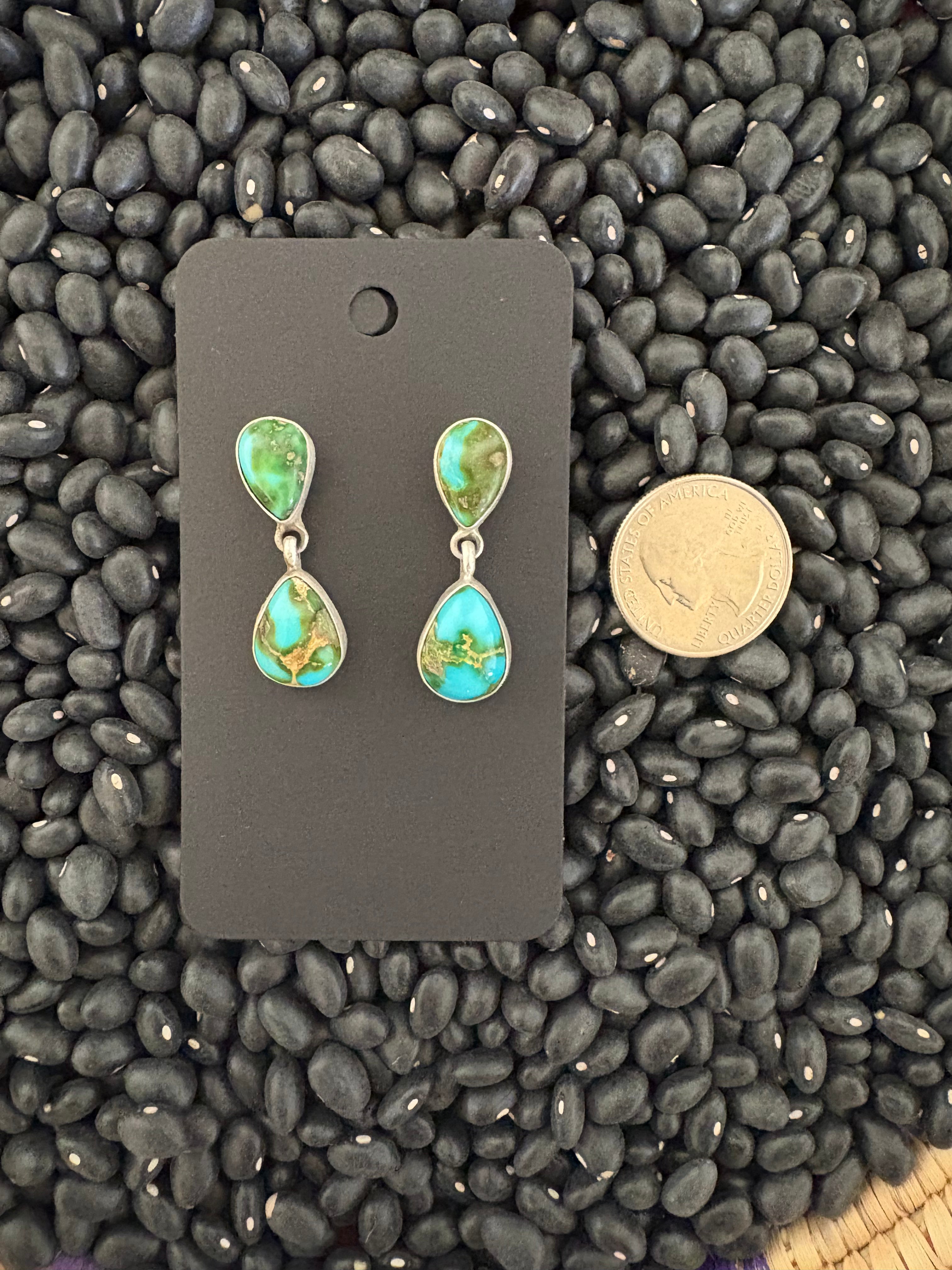Sonoran gold drop earrings, native made.