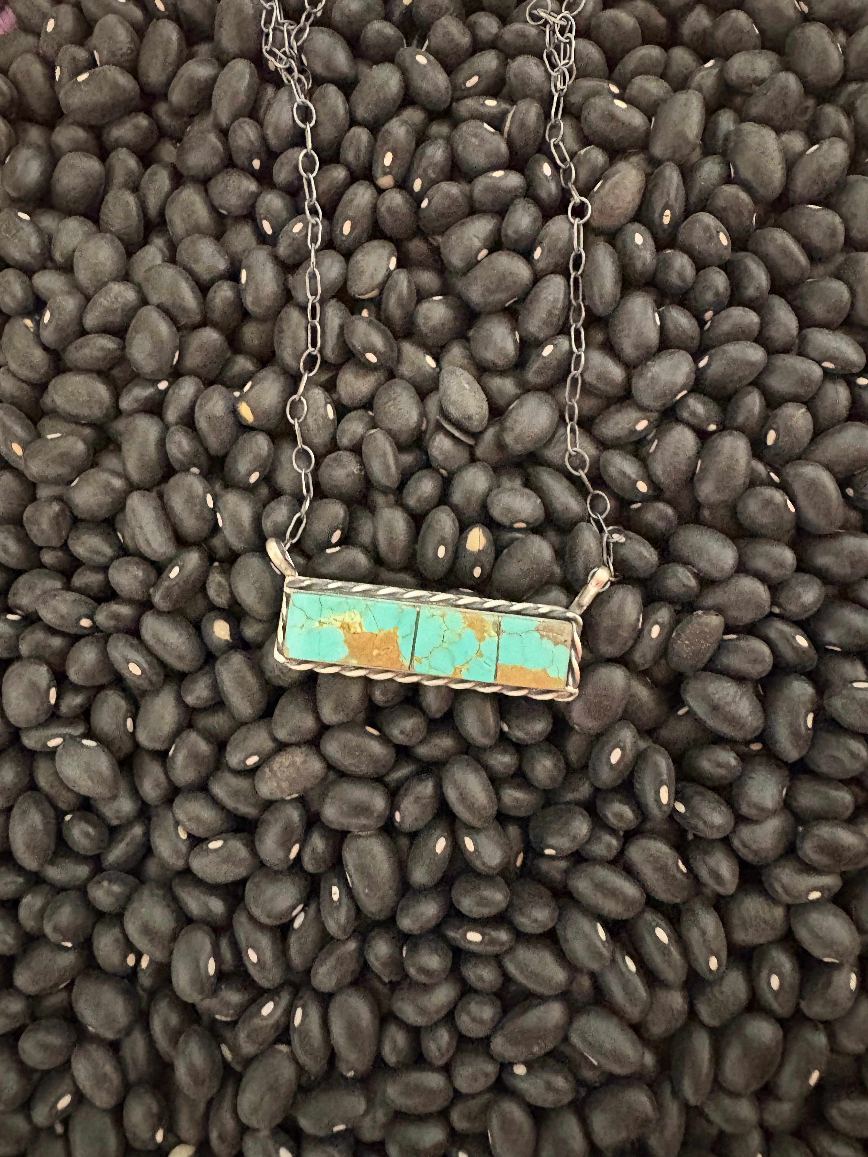 Turquoise bar necklace. Native made