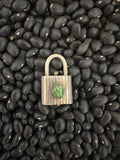 Sterling silver lock pendant with Sonoran gold turquoise.