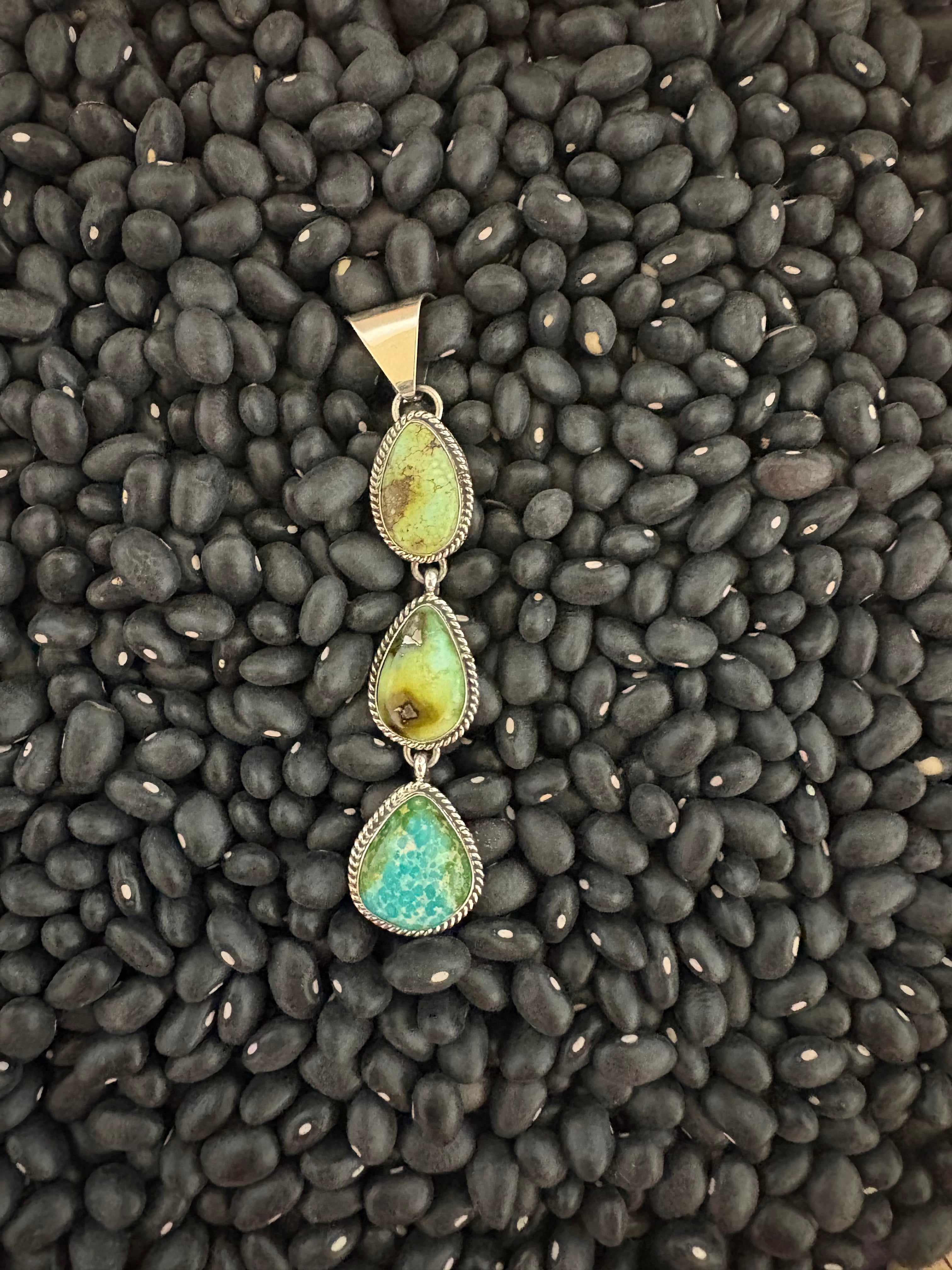 Sterling silver Sonoran gold three stone pendant