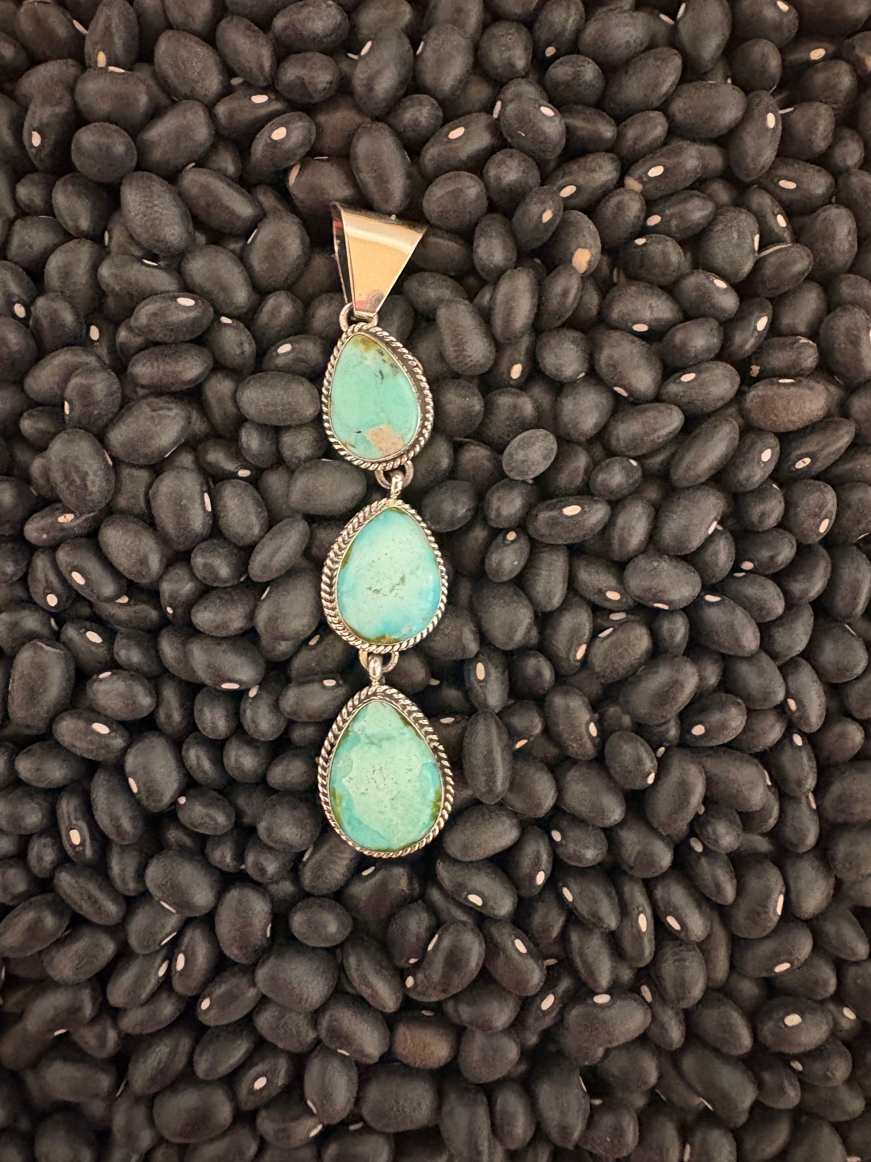 Sterling silver Sonoran gold three stone pendant