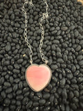 Pink conc heart necklace, sterling silver native made.