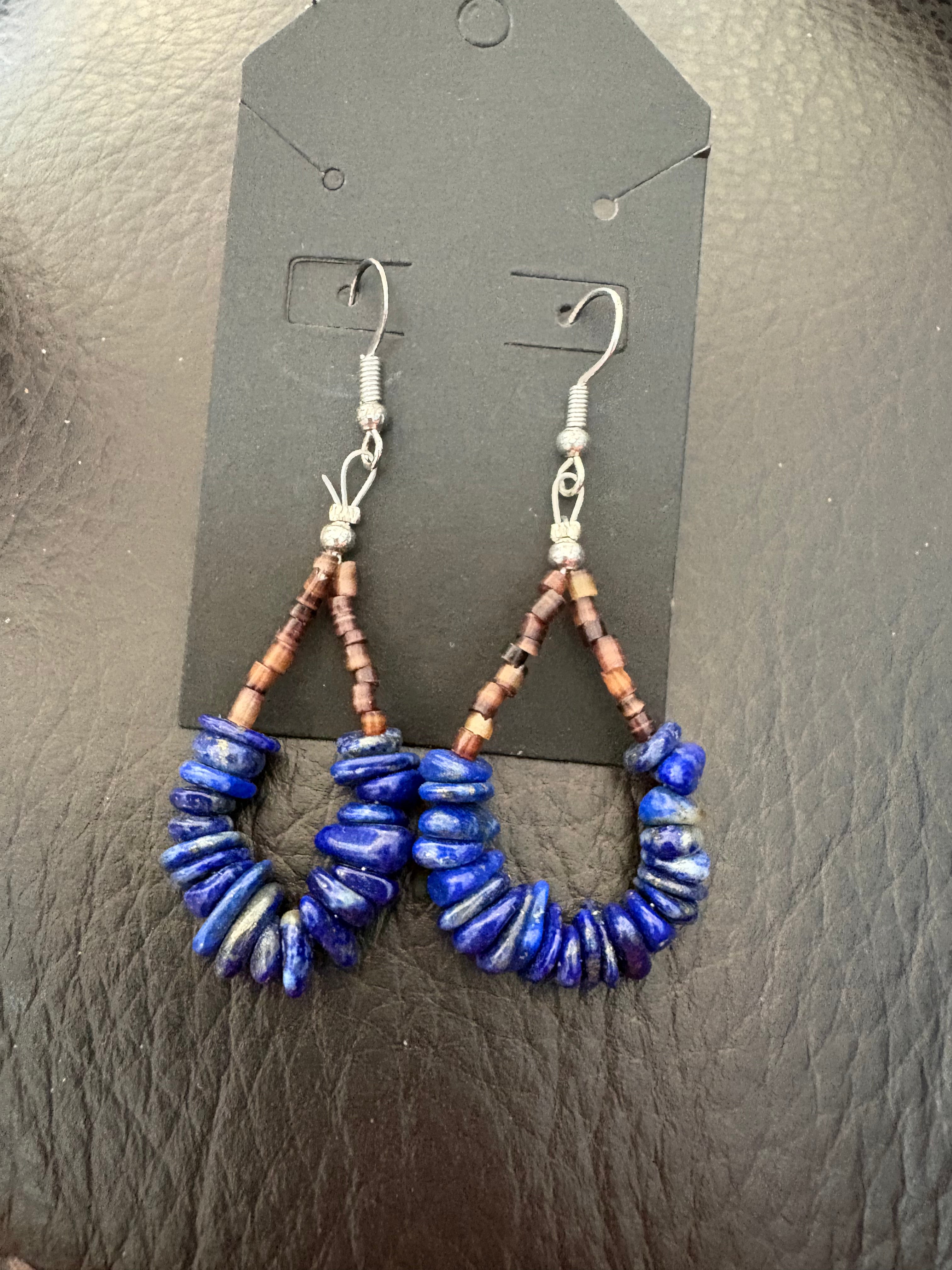 Lapis beaded earrings