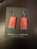 Red slab earrings