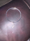 Non native Sterling silver bangle bracelet with heart charm 7”