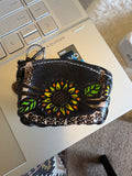 Leather sunflower coin purse
