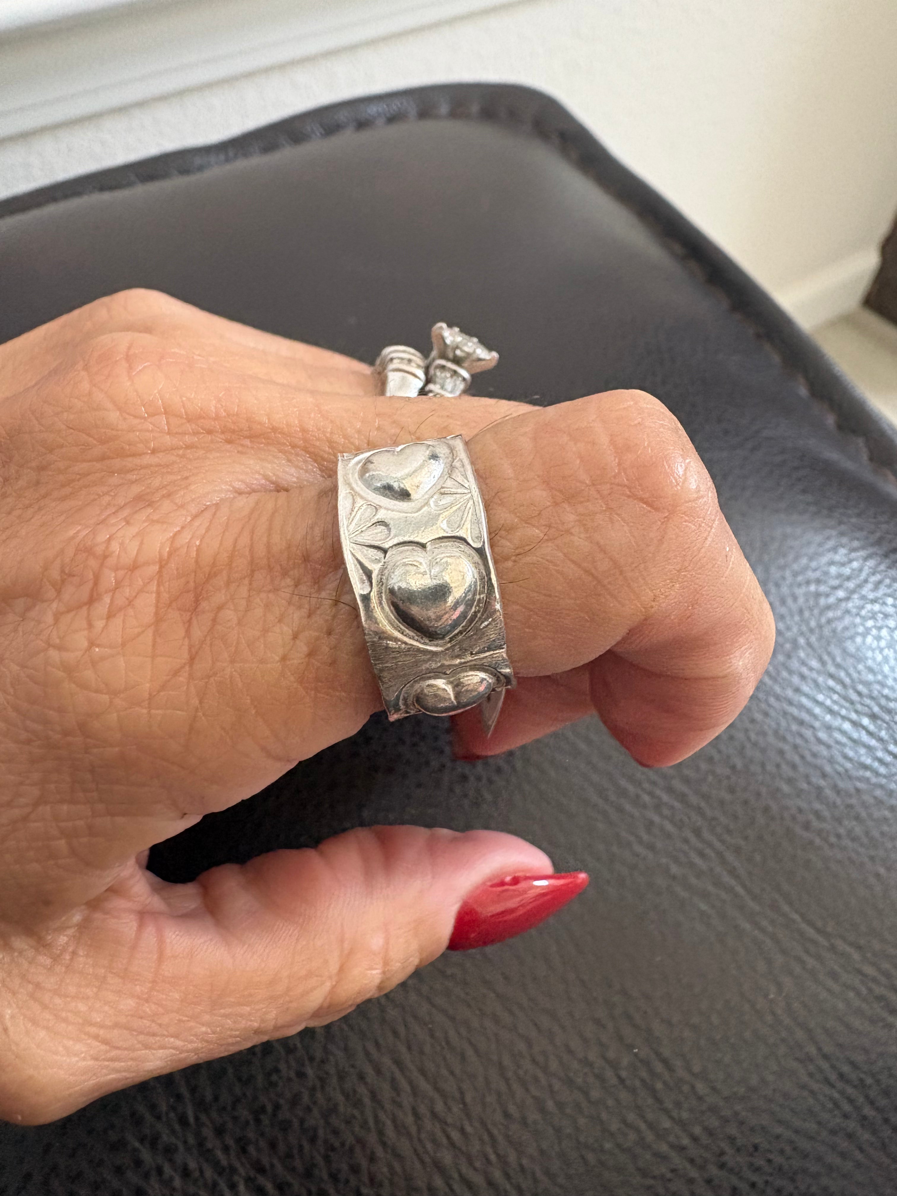 Native handmade sterling silver cigar band ring size 9