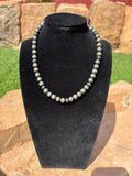 Chimney Butte round and saucer pearl necklace 15” 8mm