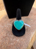 Sterling silver handmade turquoise heart ring adjustable